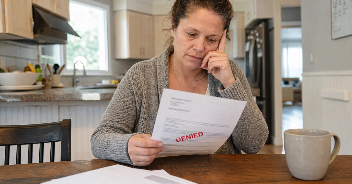 Homeowner reading a denied insurance claim letter